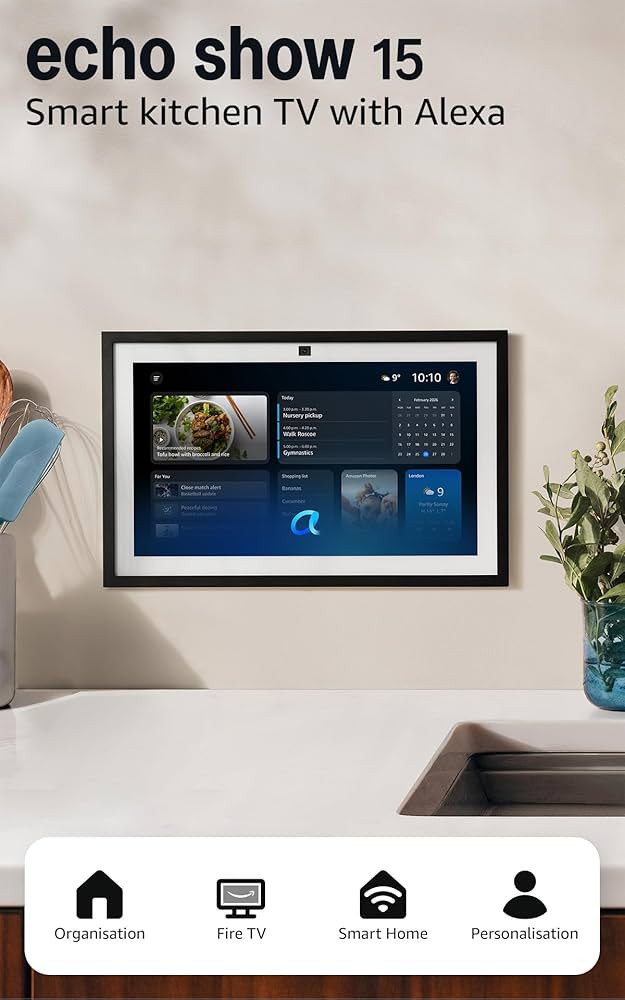 Amazon Echo Show 15 (newest gen), Full HD 15.6" smart display with built-in Fire TV and Alexa Voi... | Amazon (UK)