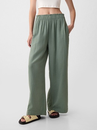 Mid Rise Crinkle Gauze Wide-Leg Pants | Gap (US)