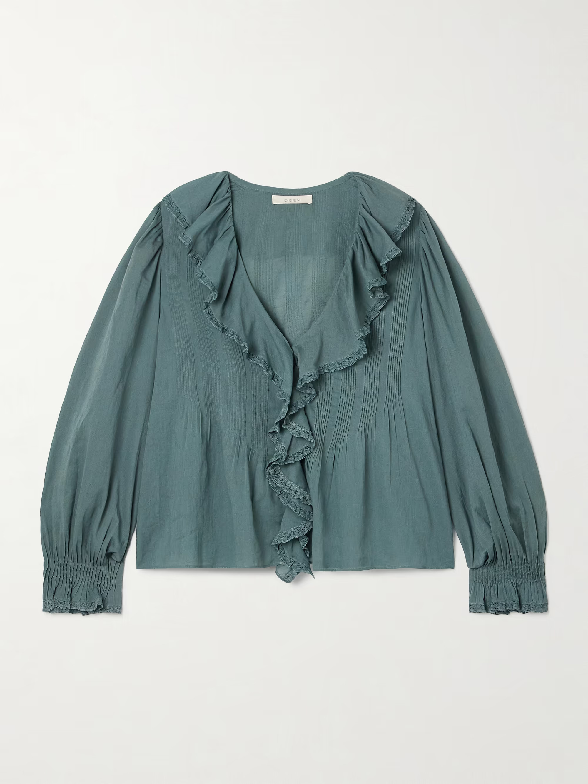Hardy lace-trimmed ruffled pintucked organic cotton-voile blouse | NET-A-PORTER APAC