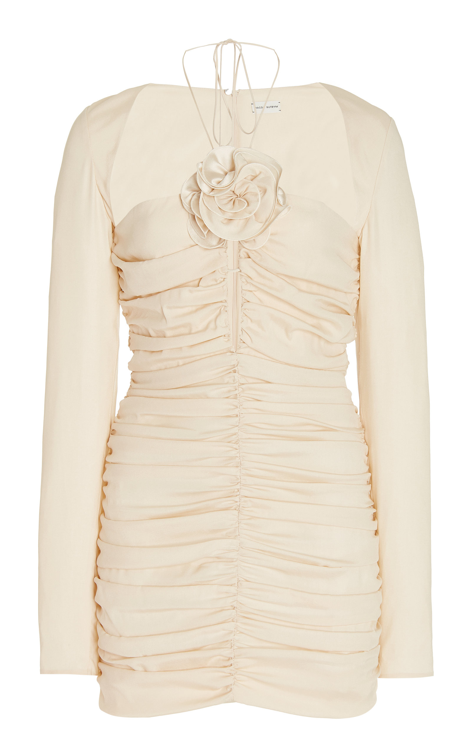 Ruched Floral-Appliquéd Silk-Blend Mini Dress | Moda Operandi (Global)
