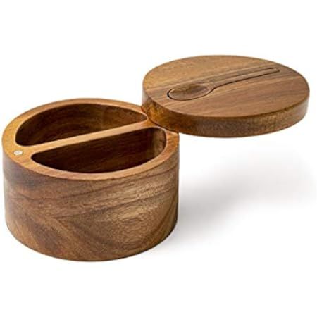 Rock & Branch Acacia Duet Salt Box with Magnetic Swivel Lid, Two Compartments for Salt, Pepper, Spic | Amazon (US)