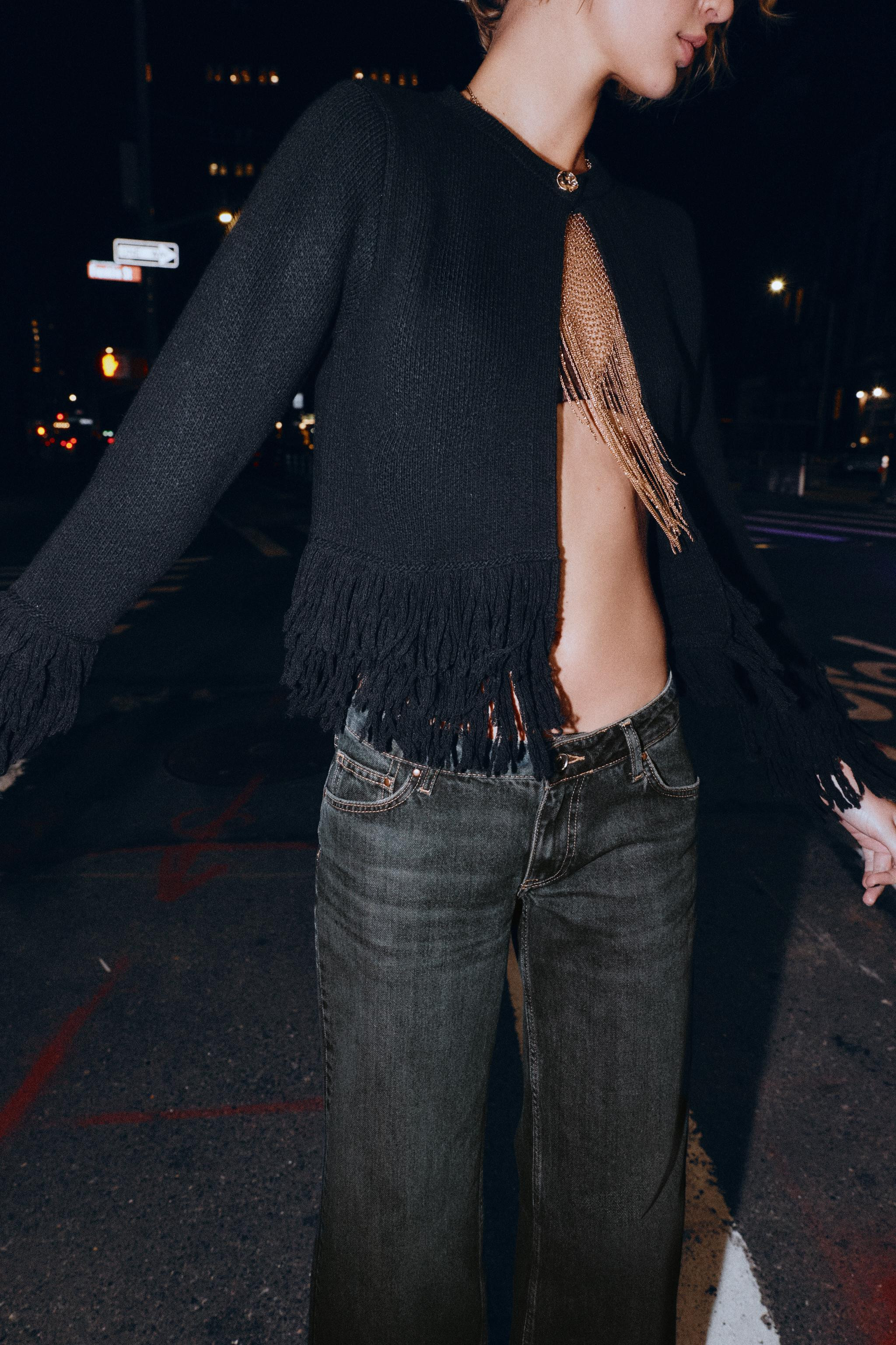 FRINGED KNIT CARDIGAN | Zara US