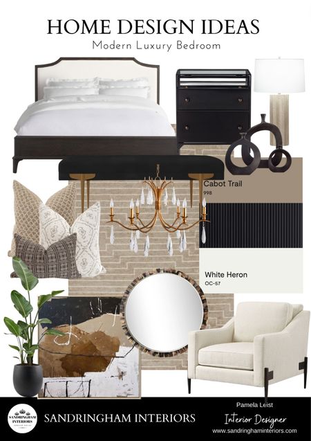 Modern Bedroom Home Decor | Modern Bed Frame | Dark Wood Bed Frame | area Rugs | Brown Rugs | Black Nightstands | Neutral Pillows | Pillow Combinations | Round Wall Mirror | Crystal Chandelier | Table Lamps | Bedroom Lamps | black Taupe Abstract Artwork | Accent Chairs | Paint Colors 

#LTKhome #LTKstyletip