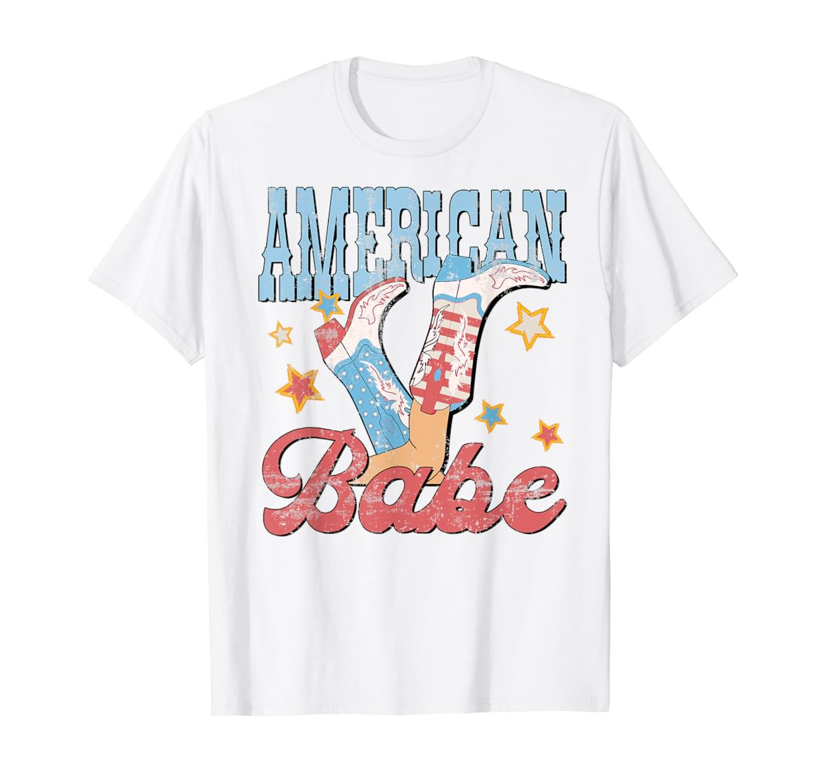 Western Cowgirl Boots Retro American Girls Babe 4th Of July T-Shirt | Amazon (US)