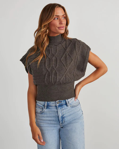 Brasco Turtleneck Sweater Vest - Charcoal | VICI