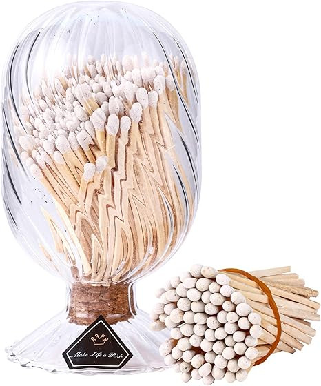 3'' White Matches Included, Match Holder with Candle Matches, Match Cloche with Striker, Long Fir... | Amazon (US)