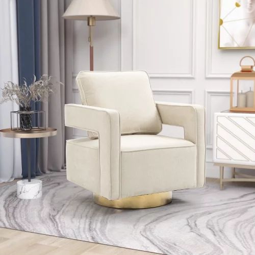 Swivel Accent Chair,Modern Comfy Sofa Chair With Gold Stainless Steel Base and Thick Cushion,Leis... | Walmart (US)