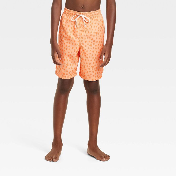 Boys' Palm Dot Swim Shorts - Cat & Jack™ Orange | Target