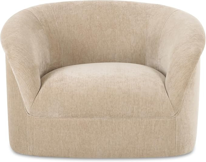 Isaac Lounge Chair, Soft Velvet Upholstery, Rolled Arm Design, Beige | Amazon (US)