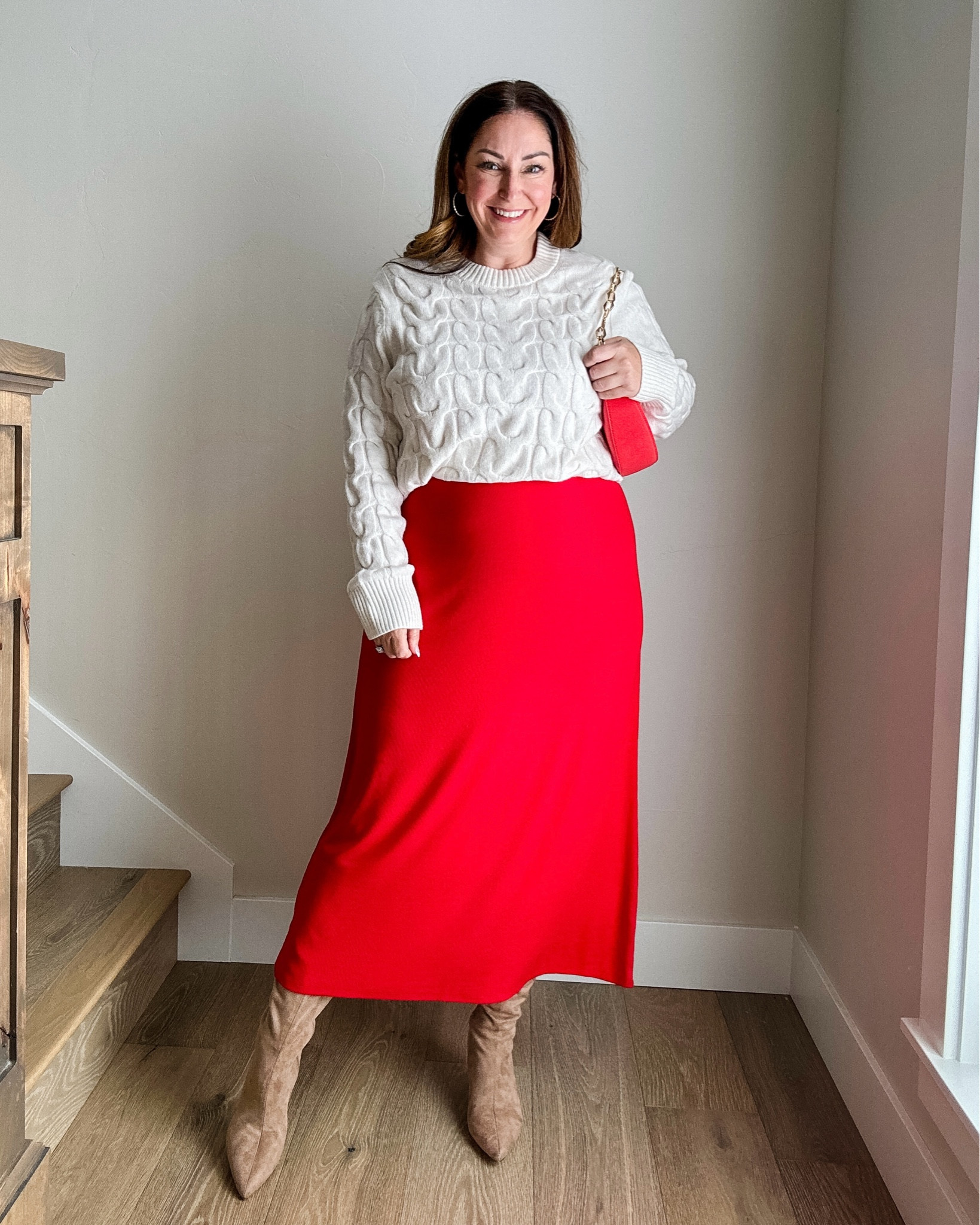 Holiday Outfit from Target
Fit Tips: sweater tts, L // dress tts, L

Target style, target fashion, holiday look, red dress, red skirt, cream sweater, red purse, tall boots, winter outfit, Christmas, TheRecruiterMom


#LTKHoliday #LTKMidsize #LTKFindsUnder50
