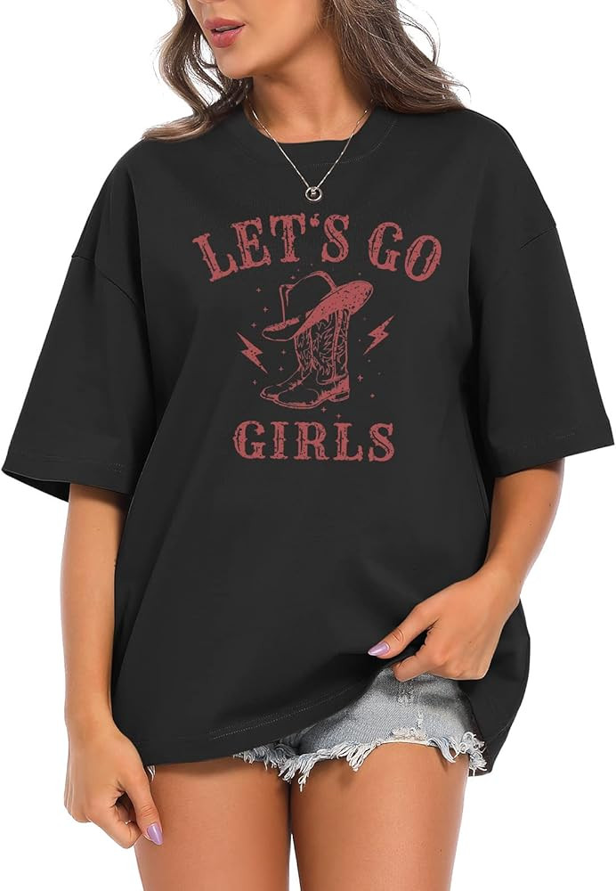Tuislay Western Lets Go Girls Shirt for Women Cowgirl Bachelorette Party Country T Shirt Vintage ... | Amazon (US)
