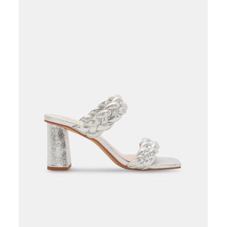 Dolce Vita Paily Braided Detail Chunky Heel Sandals Silver Metallic Stella Suede (9 Silver Metallic  | Walmart (US)