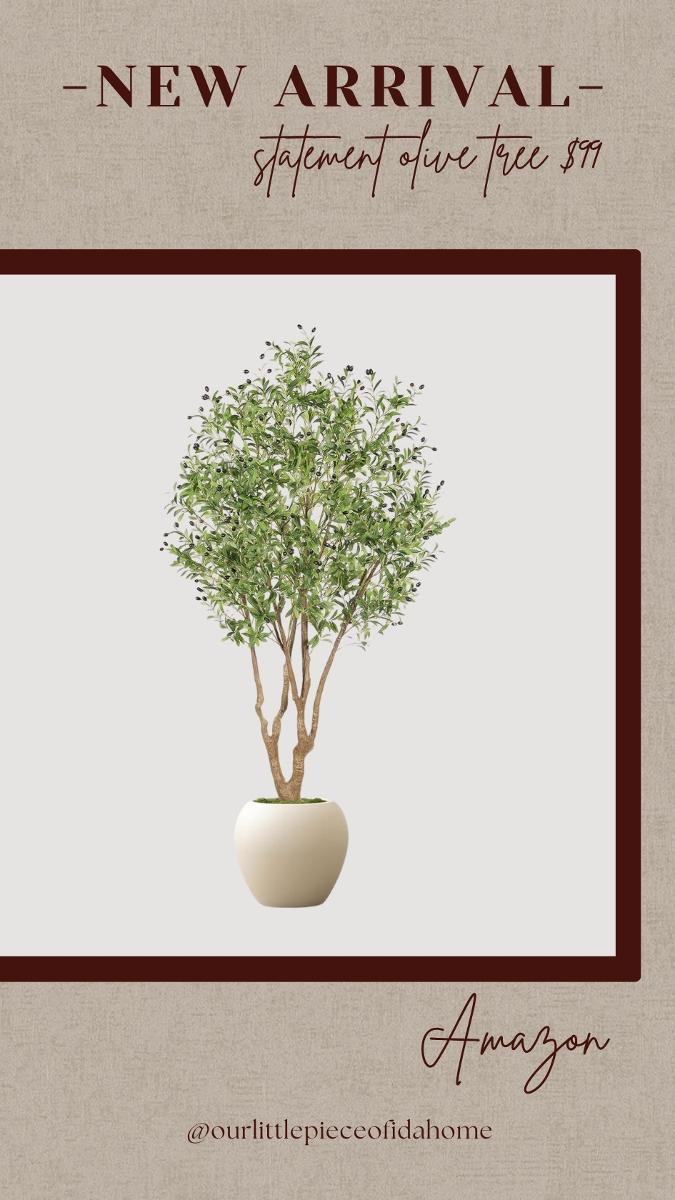 I’m always looking for faux olive trees that feel full, natural, and easy to style, and this new Amazon find is such a good one for the price. The shape and soft greenery give that relaxed collected look without needing constant upkeep.

It’s the kind of piece that instantly warms up an empty corner, entryway, or living room and makes a space feel more finished. I especially love it paired with warm woods and neutral textures. Everything is linked here.
@Amazon 

 #LTKU #LTKHome #LTKSaleAlert