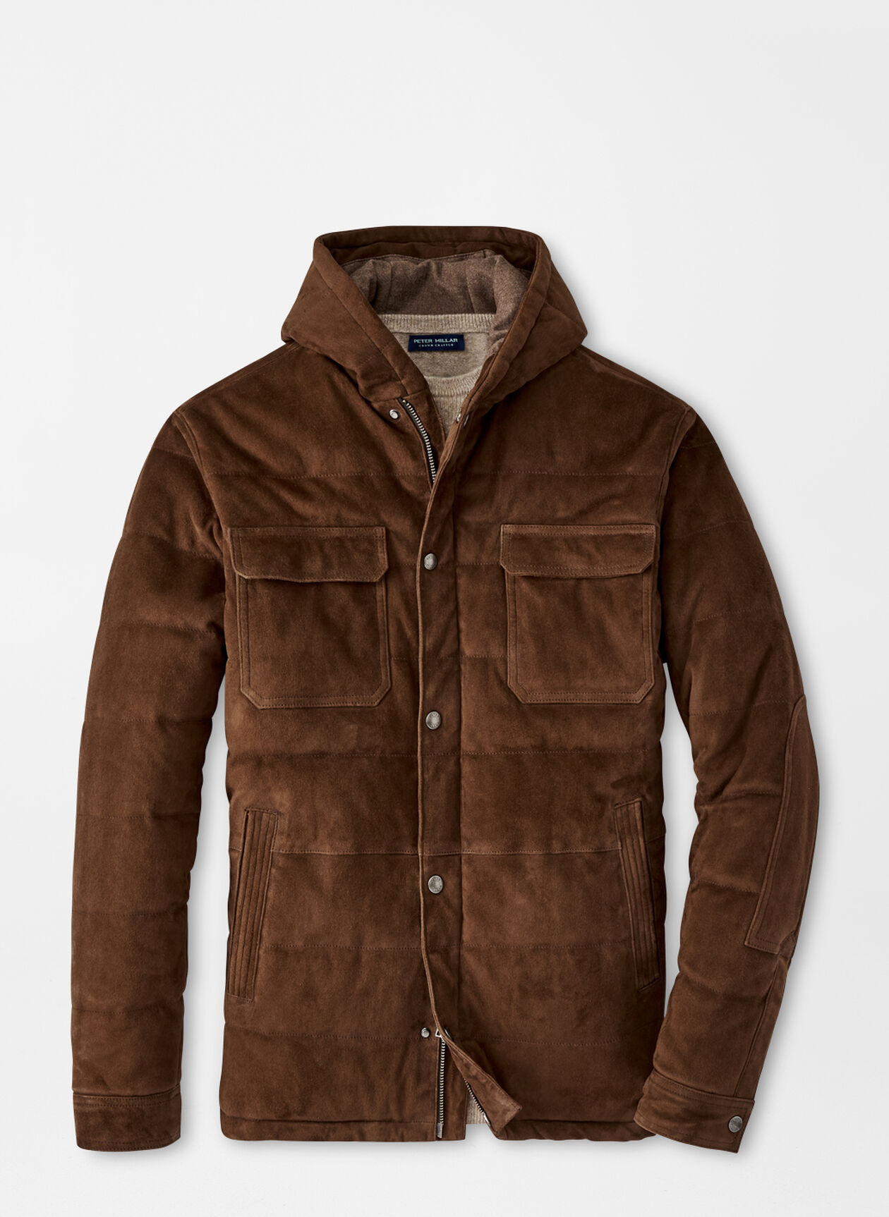Excursionist Flex Suede Hooded Bomber | Peter Millar