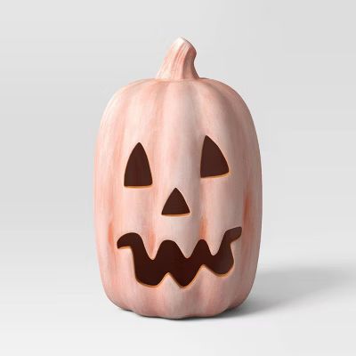 9" Halloween Terracotta Pumpkin Jack-O-Lantern - Hyde & EEK! Boutique™: No Assembly, Decor for ... | Target