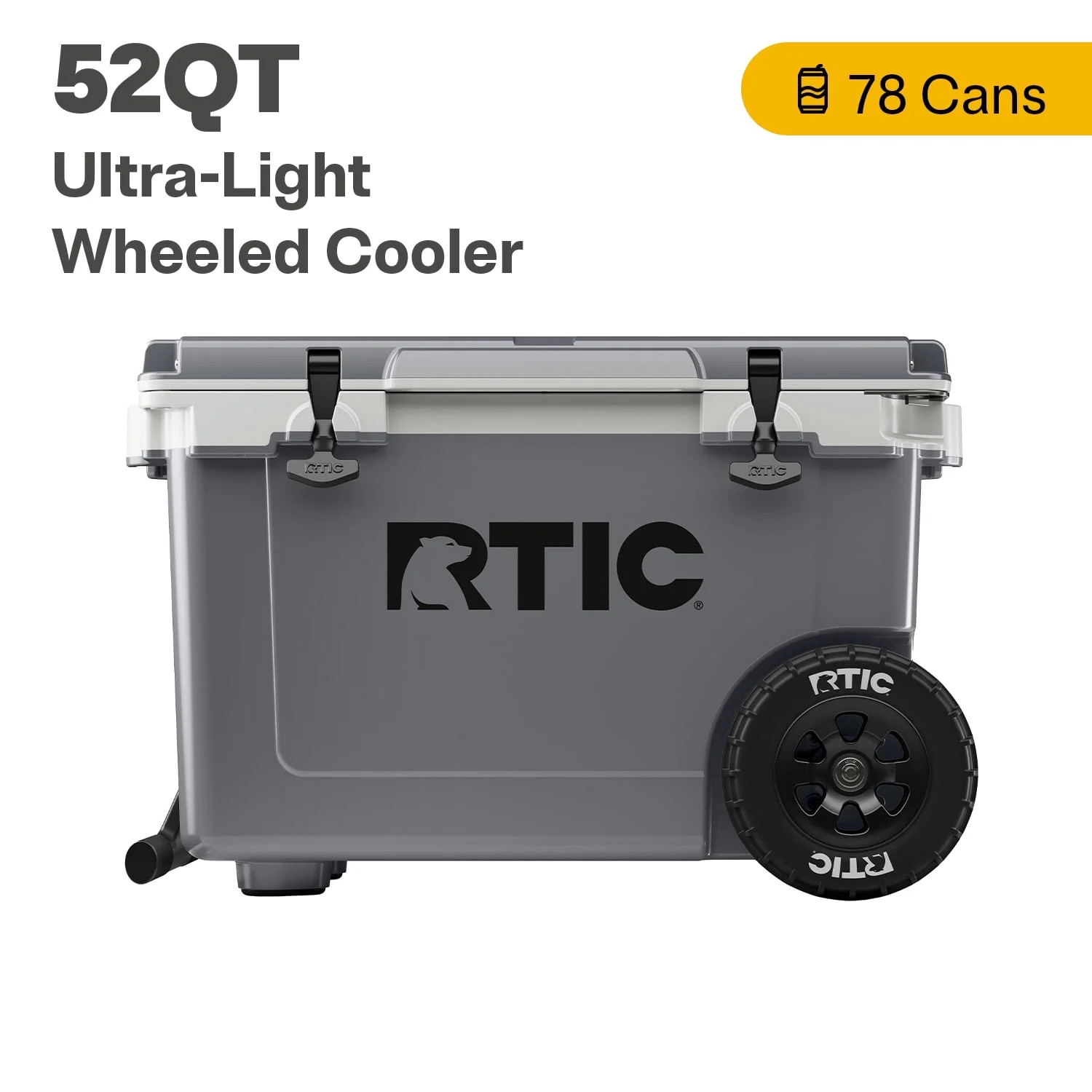 RTIC 52 QT Ultra-Light Wheeled Hard-Sided Ice Chest Cooler, Dark/Cool Grey, Fits 78 Cans | Walmart (US)