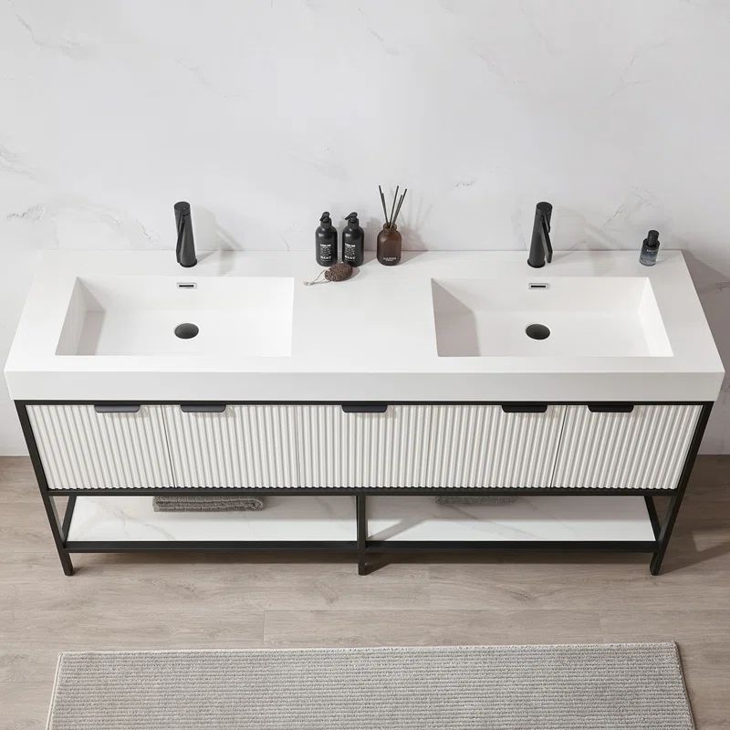 Ashrith 72'' Double Bathroom Vanity with Granite Top | Wayfair North America