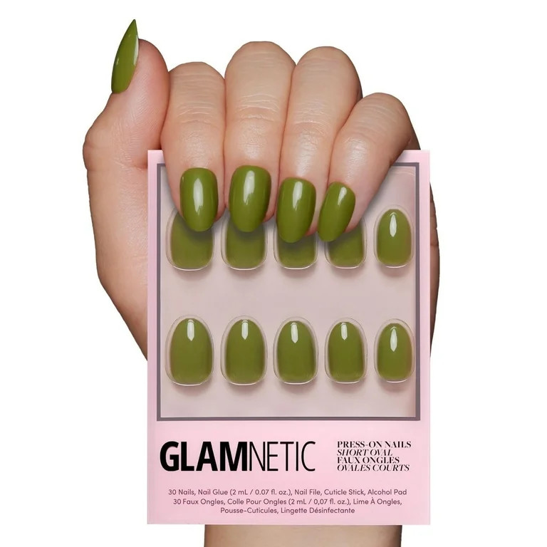 Glamnetic Press-On Nails – Moss Green | Earthy Green Short Oval Nails, "Salon Quality", 30 Coun... | Walmart (US)