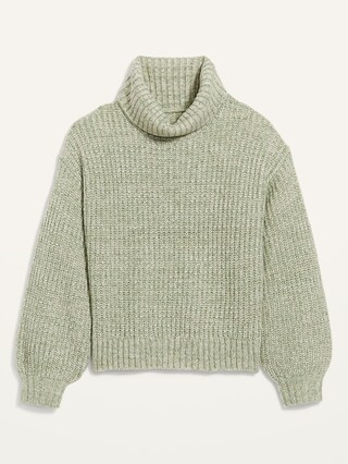 Mélange Shaker-Stitch Turtleneck Sweater for Women | Old Navy (US)