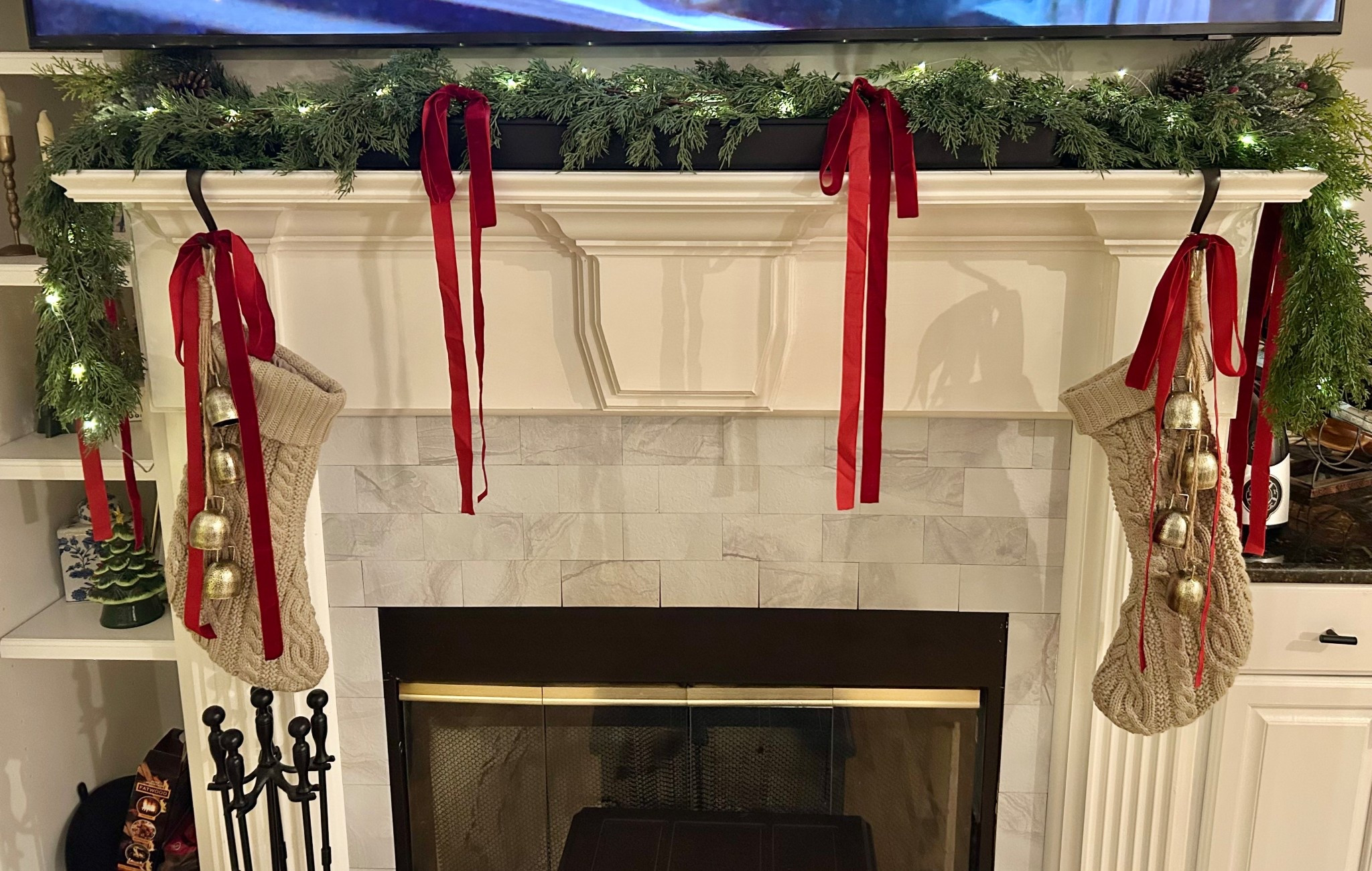 Added the bows I’ve been seeing everywhere to my mantle & I’m obsessed! 😍 🎀

Linking all of my Amazon mantle decor. This garland is super inexpensive & comes with the lights, I used two of them on mine! 

Affiliate links used 
#ad #amazonhome #christmasmantle #holidaydecor #christmaslights #christmasdecor 
#christmasbows 

#LTKSeasonal #LTKHome #LTKHoliday