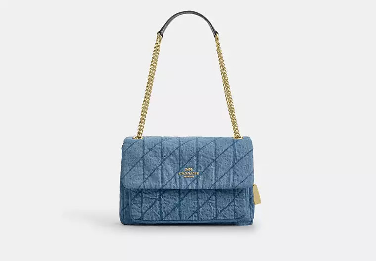 Coach Outlet Elodie Crossbody Bag In Regenerative Cotton With Quilting - Blue, Size: Medium | Coach Outlet US