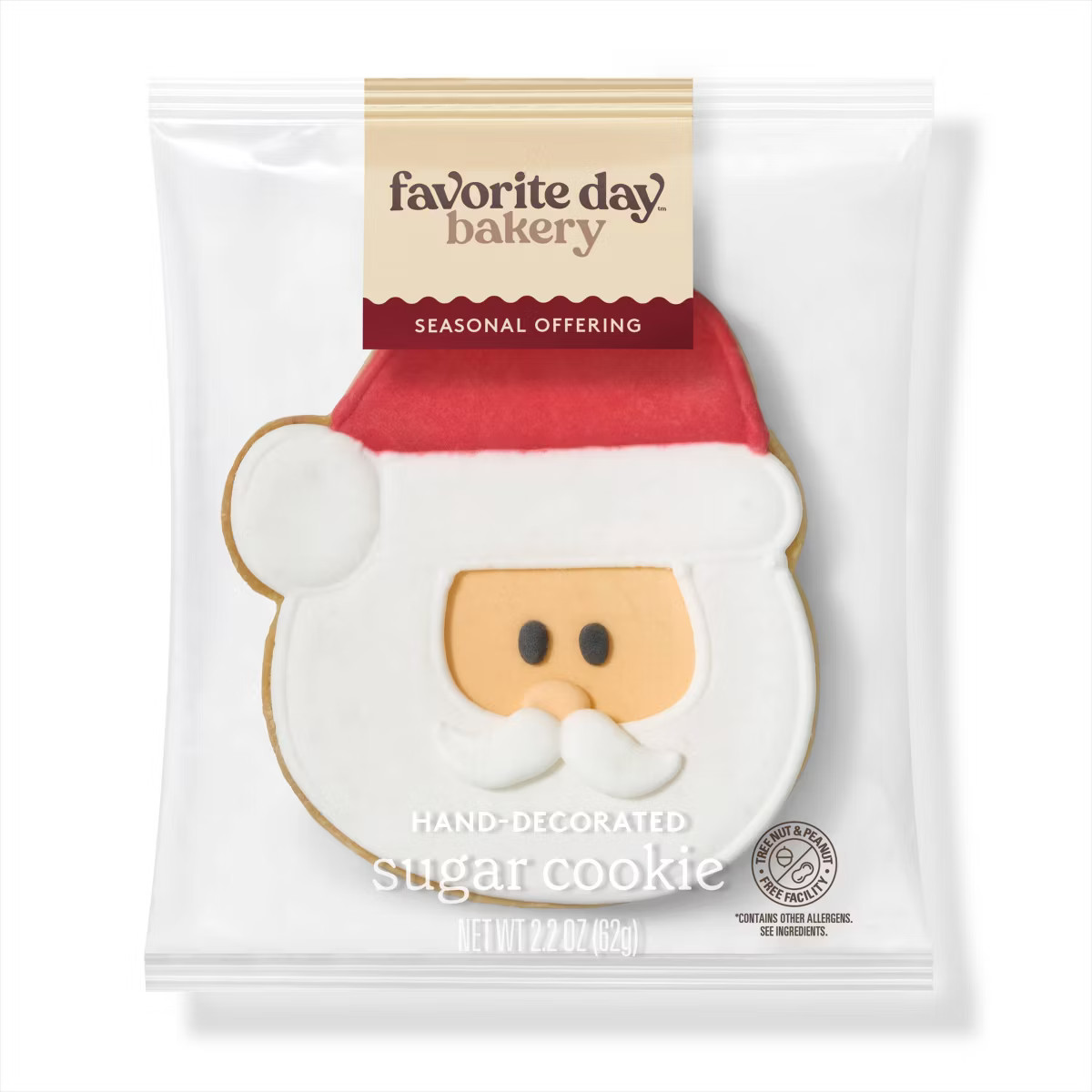 Christmas Hand-Decorated Santa Sugar Cookie - 2.2oz - Favorite Day™ | Target