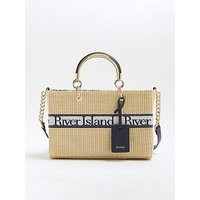 River Island Webbing Front Raffia Tote Bag | Very (UK)