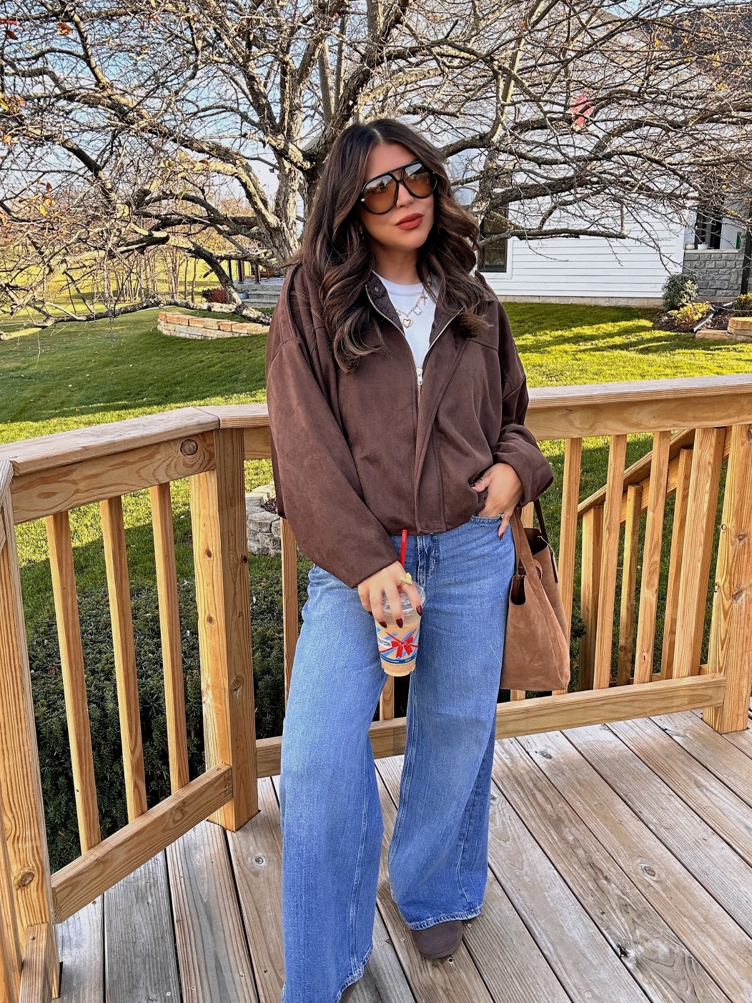 New Fall Fit! 
Finally found the best wide leg jeans! 
And this jacket is amazing! 

I am 5ft 3, 145 pounds. 
Top-L
Jacket-M
Jeans-10
Shoes-TTS

#LTKMidsize #LTKSeasonal