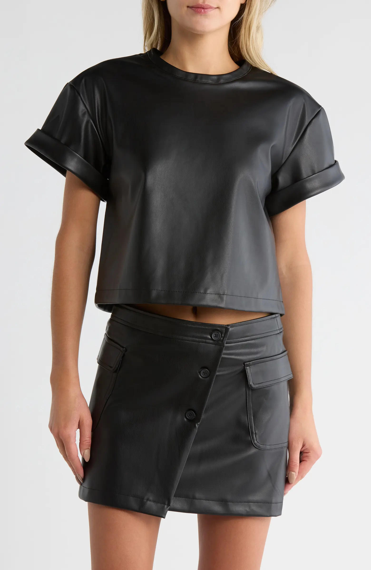 Steve Madden Faux Leather Short Sleeve T-Shirt | Nordstromrack | Nordstrom Rack