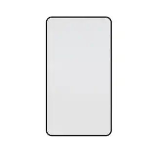22 in. W x 40 in. H Stainless Steel Framed Radius Corner Bathroom Vanity Mirror in Black | The Home Depot