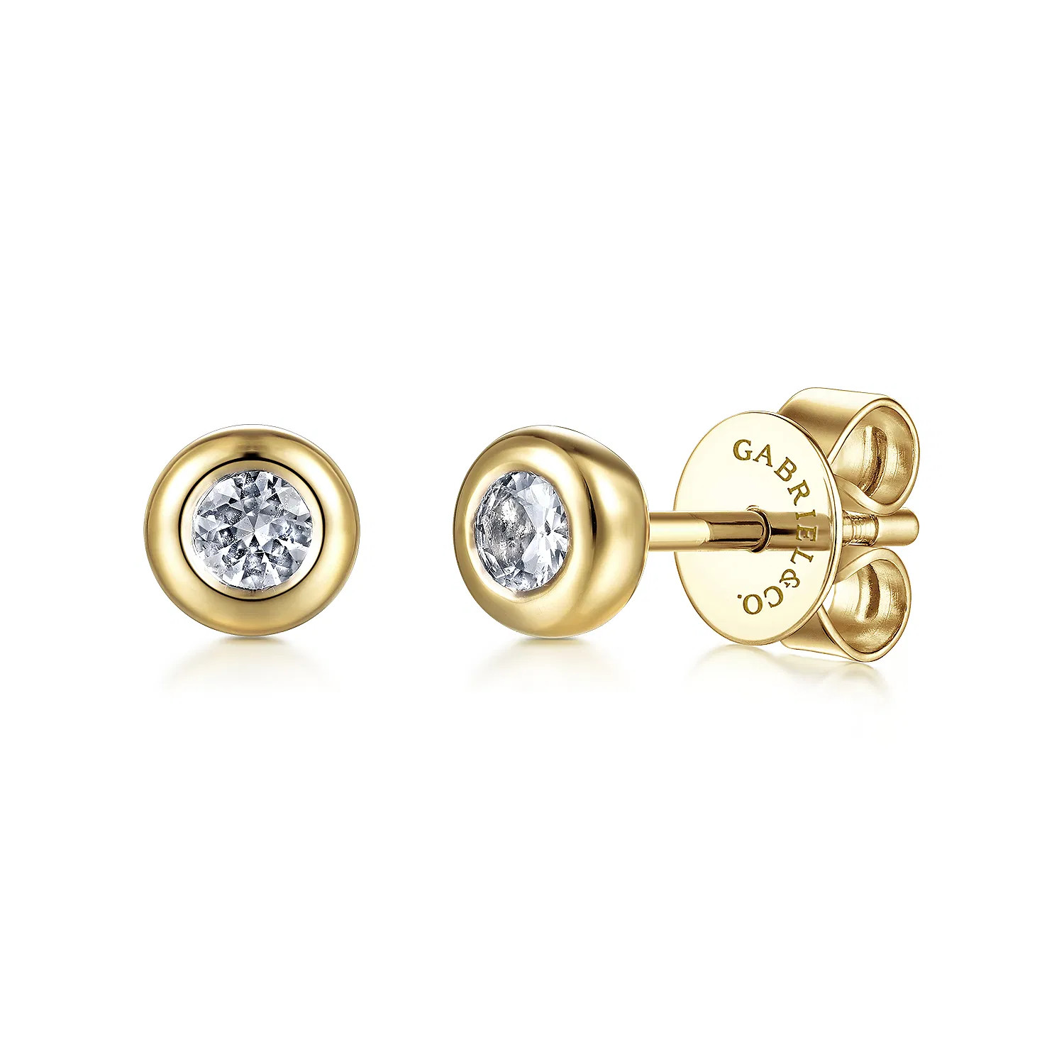 14K Yellow Gold White Sapphire Stud Earrings | Gabriel & Co. Fine Jewelry And Bridal