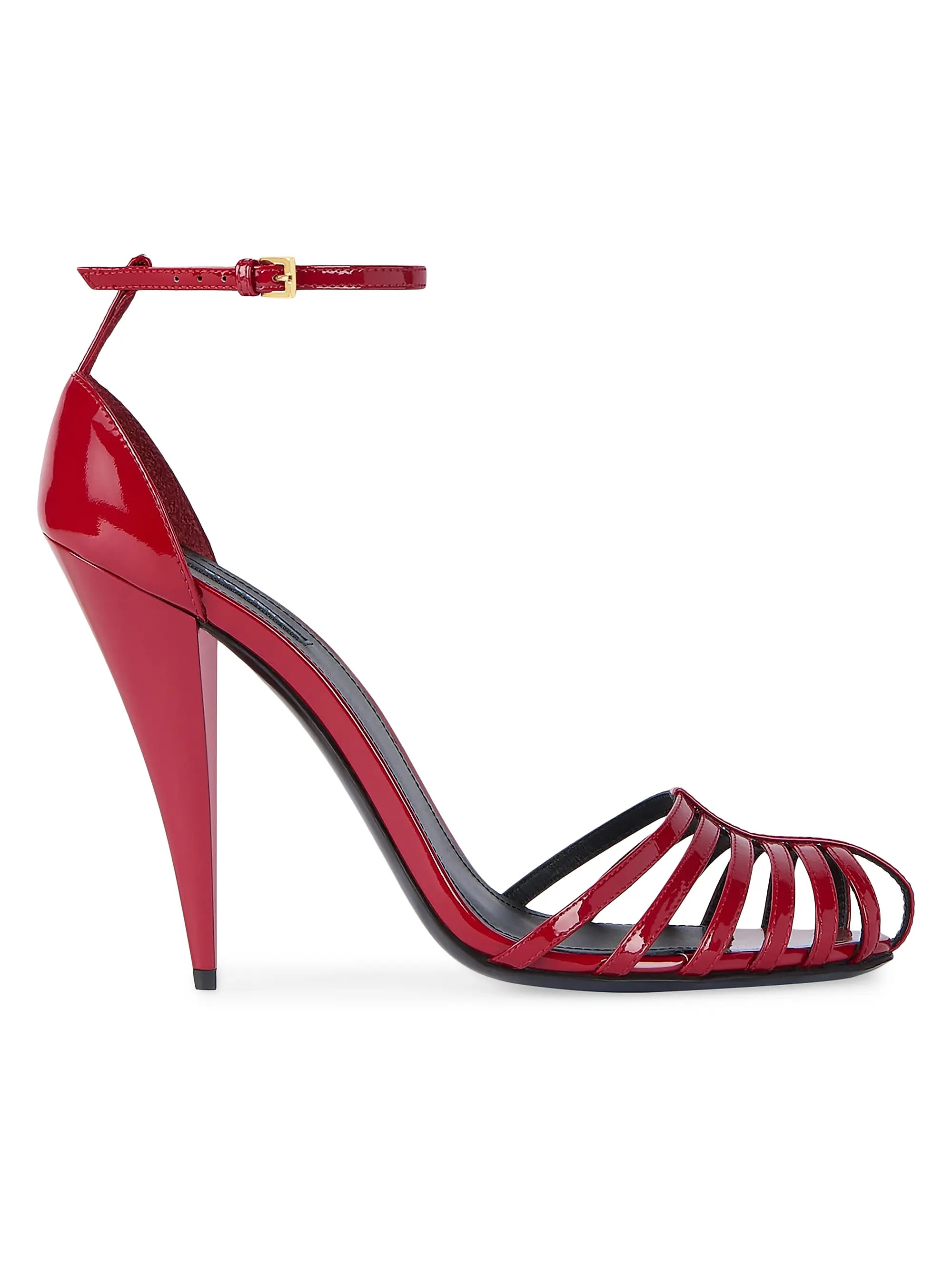 Cage Heeled Sandals in Patent Leather | Saks Fifth Avenue