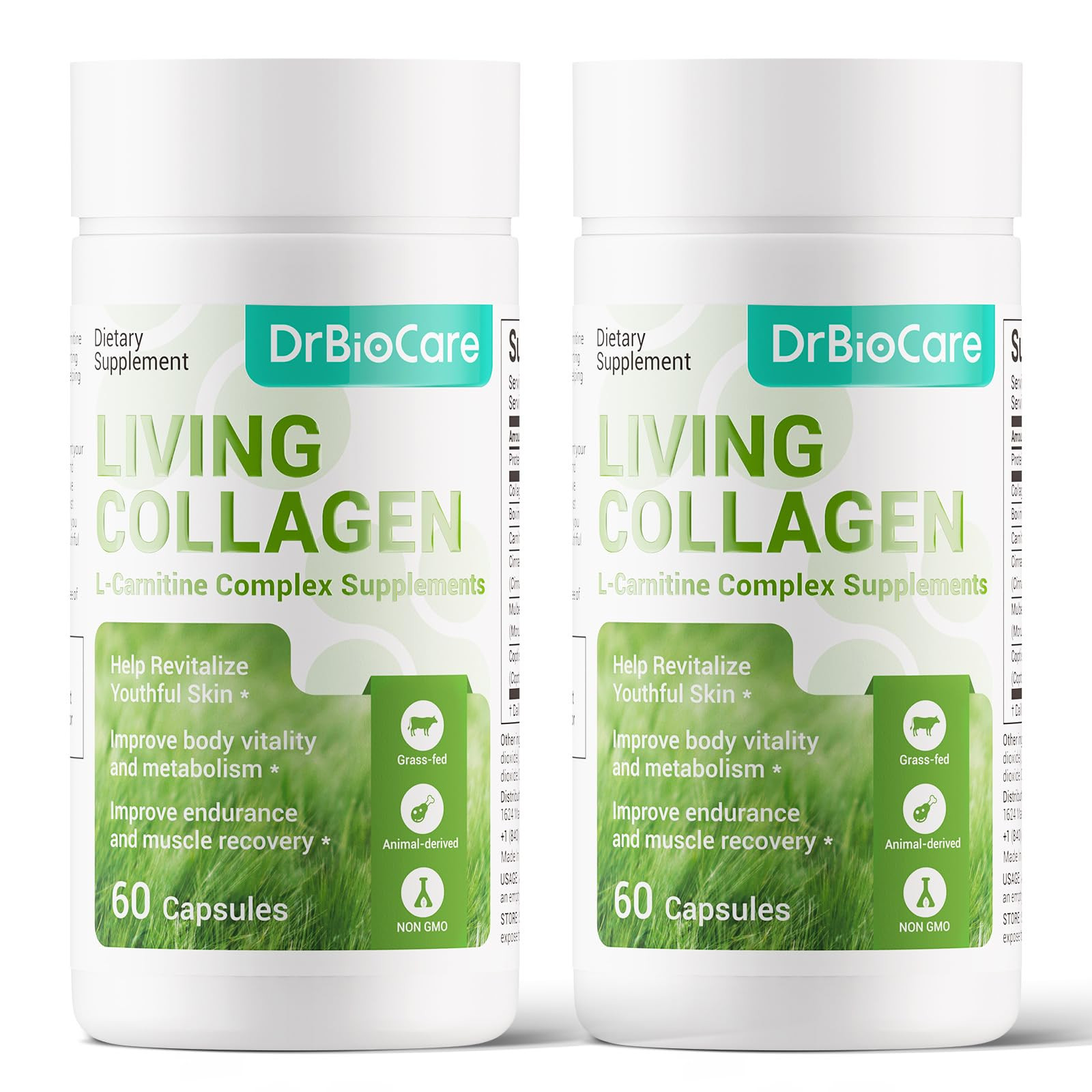 DrBioCare Living Collagen L-Carnitine Complex Supplement, Grass Fed Bovine Collagen Peptides,Bovi... | Amazon (US)