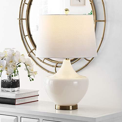 Safavieh Lighting Collection Demra White 25-inch Bedroom Living Room Home Office Desk Nightstand Tab | Amazon (US)