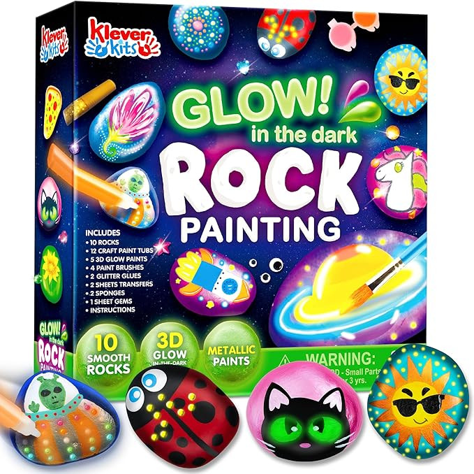 Rock Painting Kit- Glow in The Dark Rock Kit, Arts and Crafts for Kids Ages 6-12, Art Supplies To... | Amazon (US)