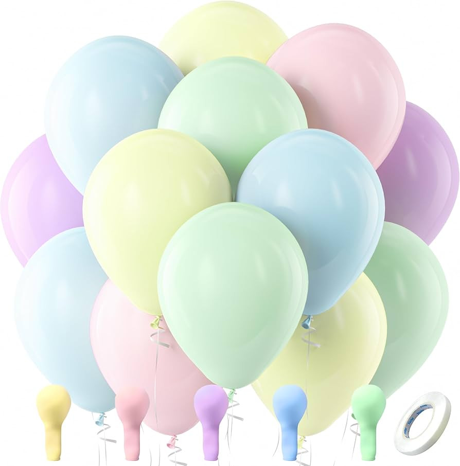 Bezente Pastel Balloons Latex Party Balloons, 100 Pack 12 inch Round Helium Multicolor Macaron Ba... | Amazon (US)