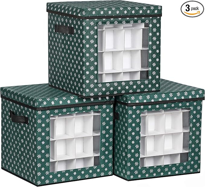 SONGMICS Christmas Ornament Storage, Holds 192 Holiday Ornaments, with Lid, Adjustable Dividers, ... | Amazon (US)