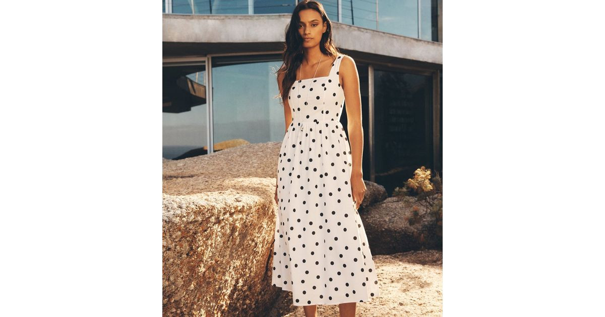 Apricot White Polka Dot Print Midi Dress | New Look | New Look (UK)