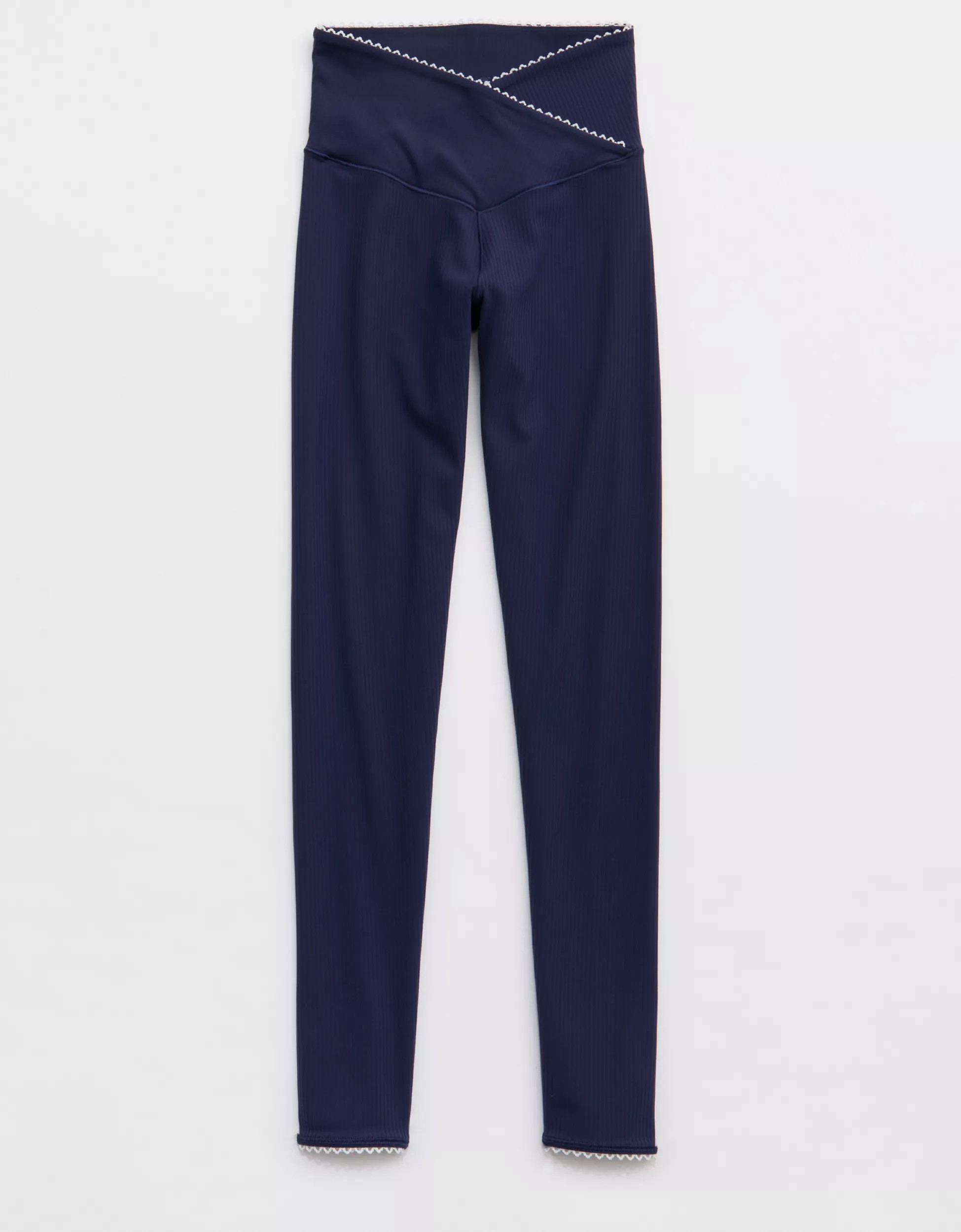 OFFLINE By Aerie Real Me XTRA Ribbed Picot Trim Crossover Legging | Aerie