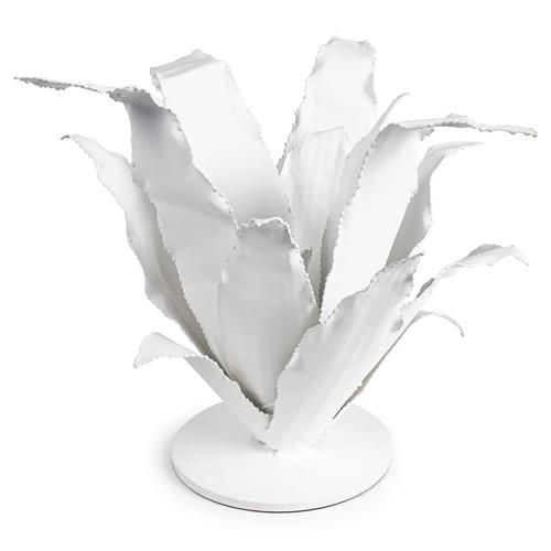 Regina Andrew Agave Modern Classic White Iron Plant Figurine | Kathy Kuo Home