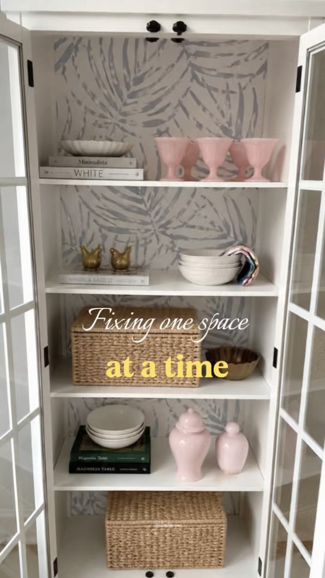 I’m going to take you step by step on my recent clean out of my China cabinet. Recently my niece came over and asked for a craft from the China cabinet and that’s when it hit me that it was time for a specific location for those crafts and games. I’m a firm believer that every category should have one location, not a shared spot as I let happen here. It was time to repurpose this China cabinet and organize those other items (games and crafts) to allow for the items that not only look pretty and make me happy, but serve a purpose. Scroll to the right to see my system and before and afters.  I’m realizing that it’s best to take my time with projects and little by little add the items that bring you the most joy and make the most sense. The last pic is done by chat GPT because I only had the small pink ginger jar, but thought it needed its medium buddy so I just ordered that and wanted to see how it looked.

#LTKmomlife #LTKHome #LTKOver40