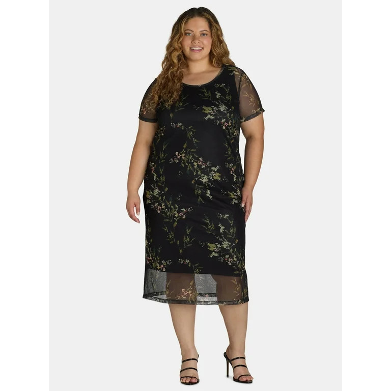 Terra & Sky Women's Plus Size Mesh Midi Dress, Sizes 0X-5X | Walmart (US)