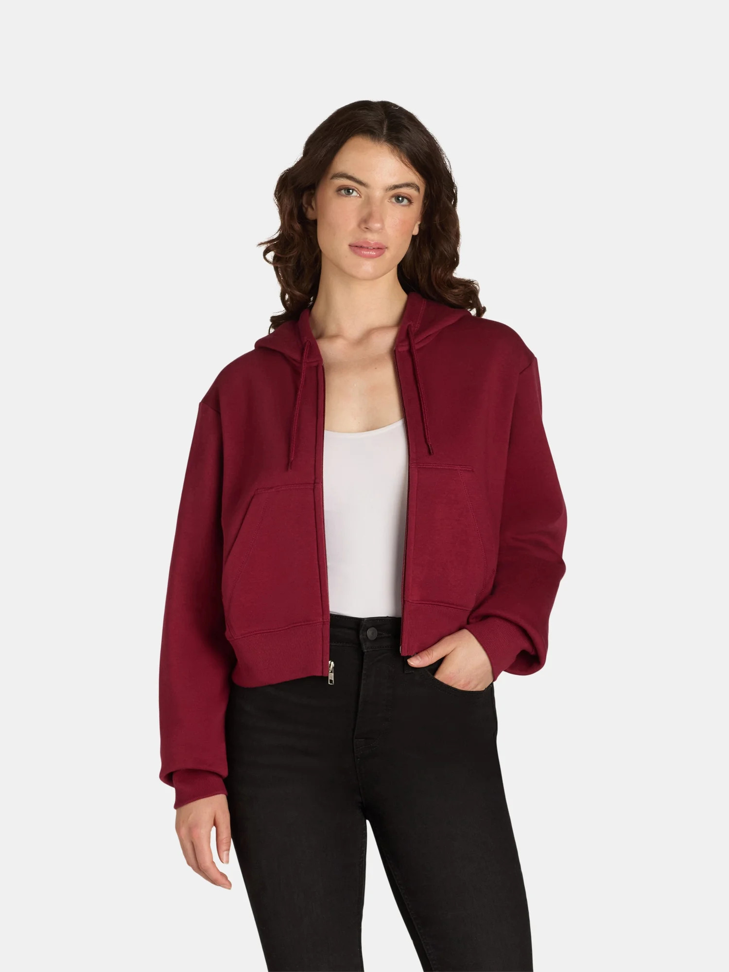 No Boundaries Cropped Zip Hoodie, Women’s | Walmart (US)