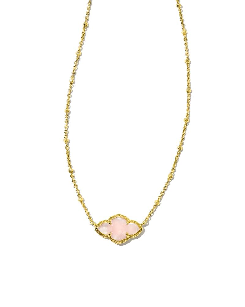 Abbie Gold Pendant Necklace in Rose Quartz | Kendra Scott