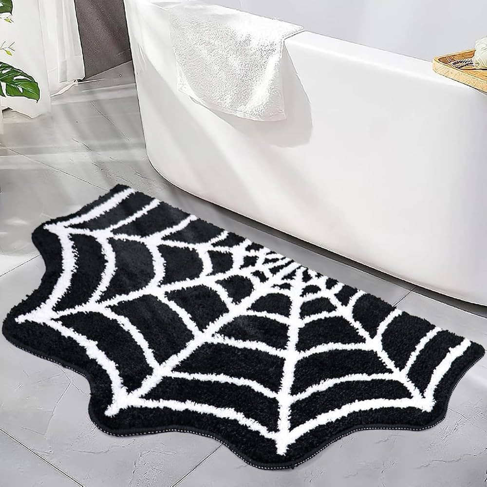 Amazon.com: Spider Web Bath Mat, 31×20" Halloween Bath Mat Non-Slip Rugs Spiderweb Rug Machine W... | Amazon (US)