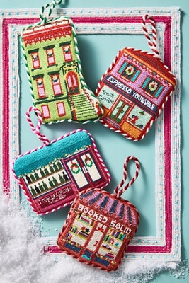 Furbish Holiday Scene Needlepoint Ornament | Anthropologie (US)
