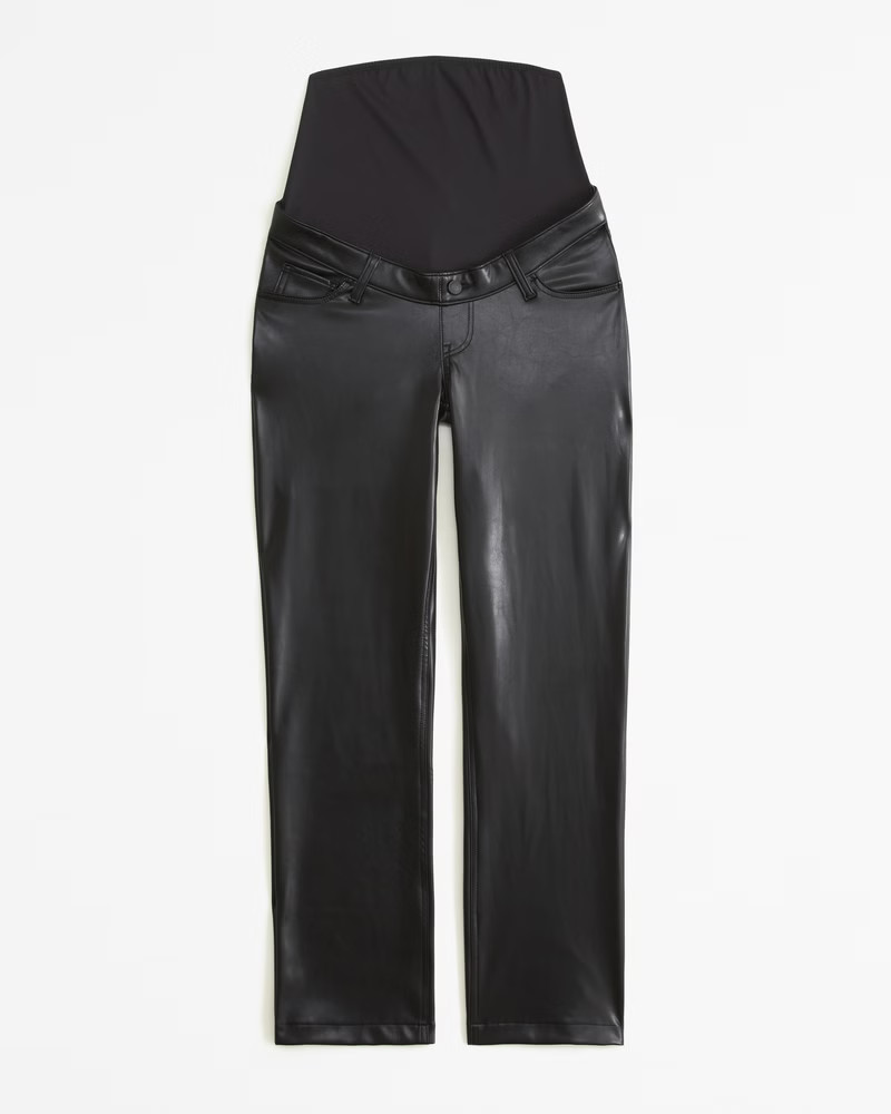 Women's Maternity Vegan Leather 90s Straight Pant | Women's Bottoms | Abercrombie.com | Abercrombie & Fitch (US)
