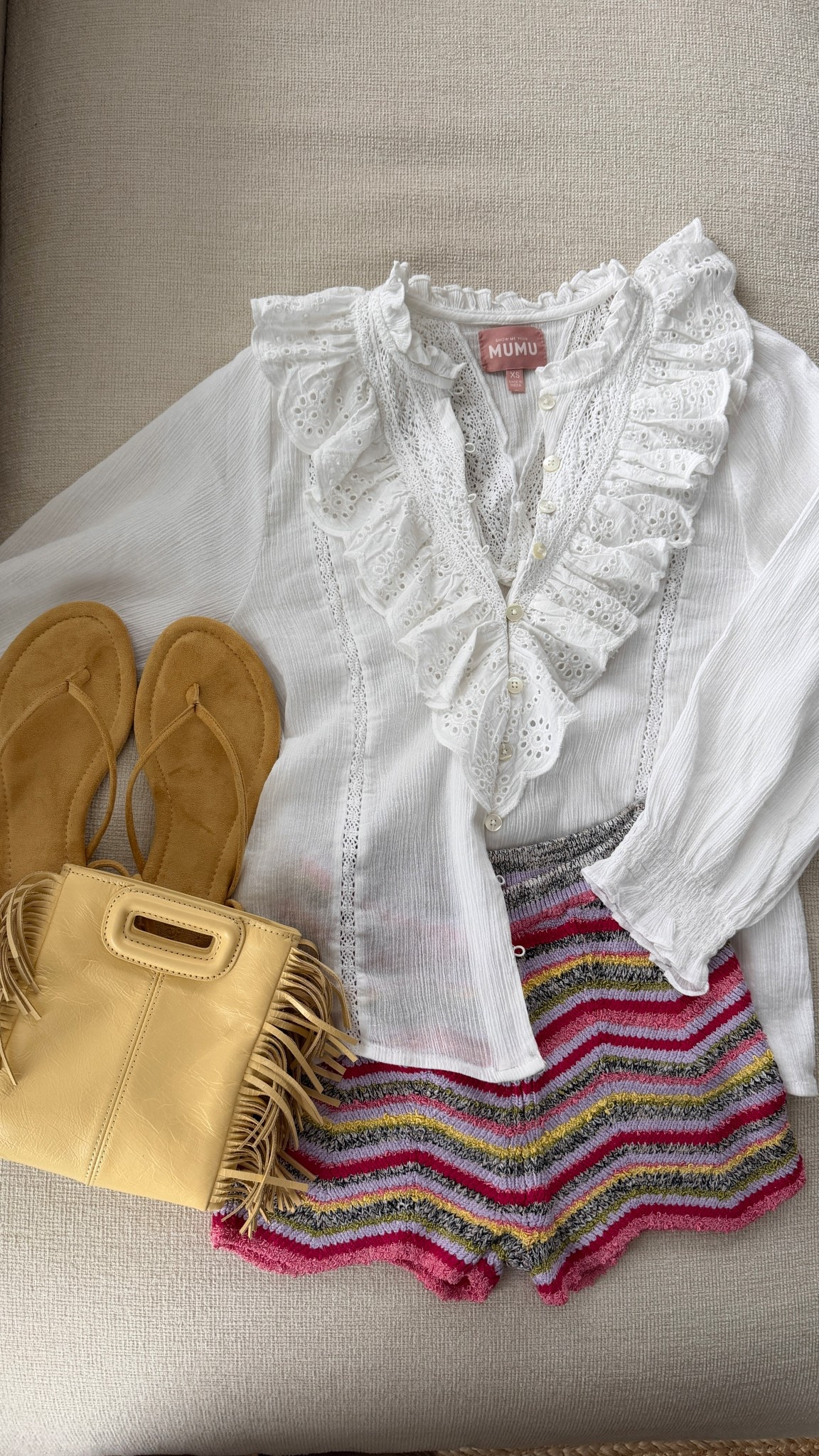 Vacation outfit! I wear XS in both! Sandals are tts in the shade “natural"