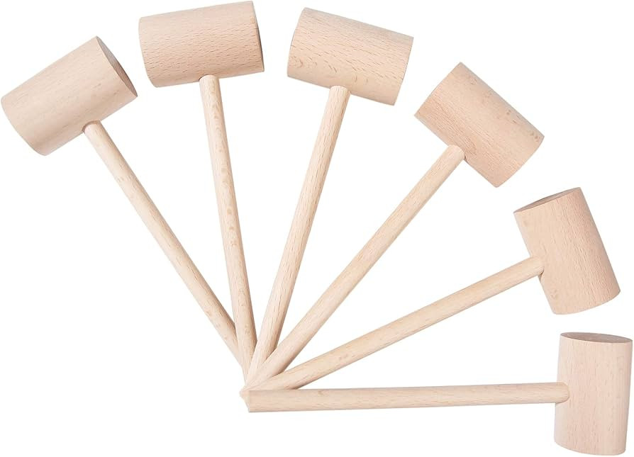 6Pcs Wooden Hammers, Natural Hardwood Crab Lobster Seafood Mallets | Amazon (US)