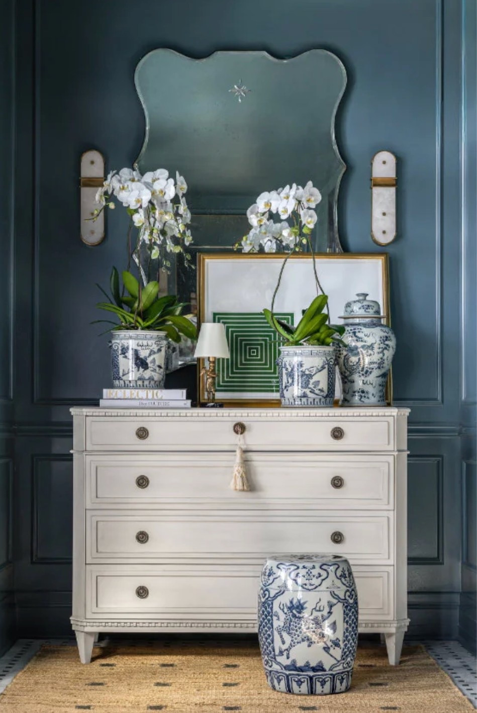 Beautiful entryway inspiration.

Blue & White. Chest of Drawers. Wall Mirro. Orchid Pot. Ginger Jar. Foyer. Entry. Garden Stool. Area Rug. Classic Interior. Lavender Rose Home.

#LTKHome